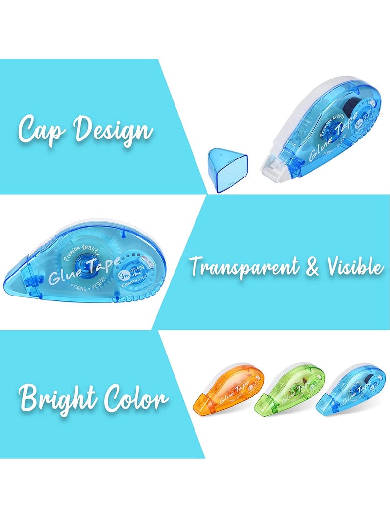 SYOSI Double Sided Adhesive Scrapbook Runner Tape Roller   Random Color Permanent Adhesive Dots Roller Applicator Glue Roller Tapes   Great for Home, Office, Crafting Cards Paper 8MM*8MM 3PCS - Image 2