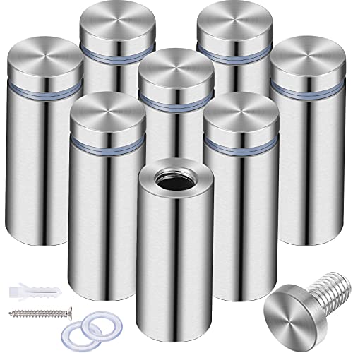 Pelopy 8 Pcs Sign Standoff Screws Advertising Screws Stainless Steel Wall Standoff Mounts Glass Acrylic Nail(0.75 x 1.57 Inch) - Image 1