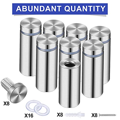 Pelopy 8 Pcs Sign Standoff Screws Advertising Screws Stainless Steel Wall Standoff Mounts Glass Acrylic Nail(0.75 x 1.57 Inch) - Image 2