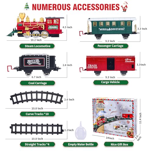 OCHIDO Christmas Train Set Electric Train Set with Smokes Lights and Sound Toy Train Set for Under Christmas Tree Christmas Tree Train Gifts for 3 4 5 6 7 8 Year Old Kids - Image 5
