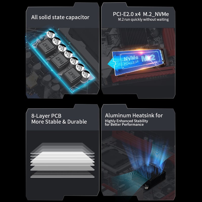 لوحة الأم LGA 1155: حزمة لوحة الأم مع وحدة معالجة مركزية ذات لوحة دباسية سوداء من 8 طبقات وعالية الأداء مقابل التكلفة - لوحة أم متعددة الوظائف ومستقرة ودائمة الاستخدام لمستخدمي معالجات إنتيل الجيل الثاني/الثالث - Image 4