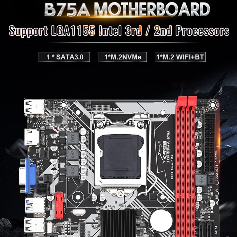 لوحة الأم LGA 1155: حزمة لوحة الأم مع وحدة معالجة مركزية ذات لوحة دباسية سوداء من 8 طبقات وعالية الأداء مقابل التكلفة - لوحة أم متعددة الوظائف ومستقرة ودائمة الاستخدام لمستخدمي معالجات إنتيل الجيل الثاني/الثالث - Image 5