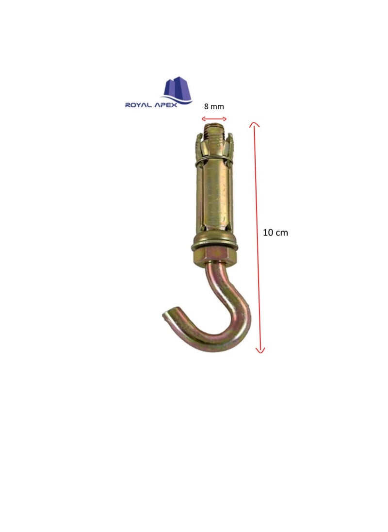 Generic - High Strength Metal Sleeve Shield Closed Hook/Eye Hook | Open Hook Anchor Bolt Pack of 5 (OPEN HOOK, 8 MM) - Image 1