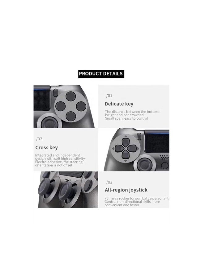 Denx Wireless Controllers Compatible with Play-Station 4, Replacement for PS4 Controller Double Shock 4 Joystick Remote Gamepad with Charging Cable  - Image 3