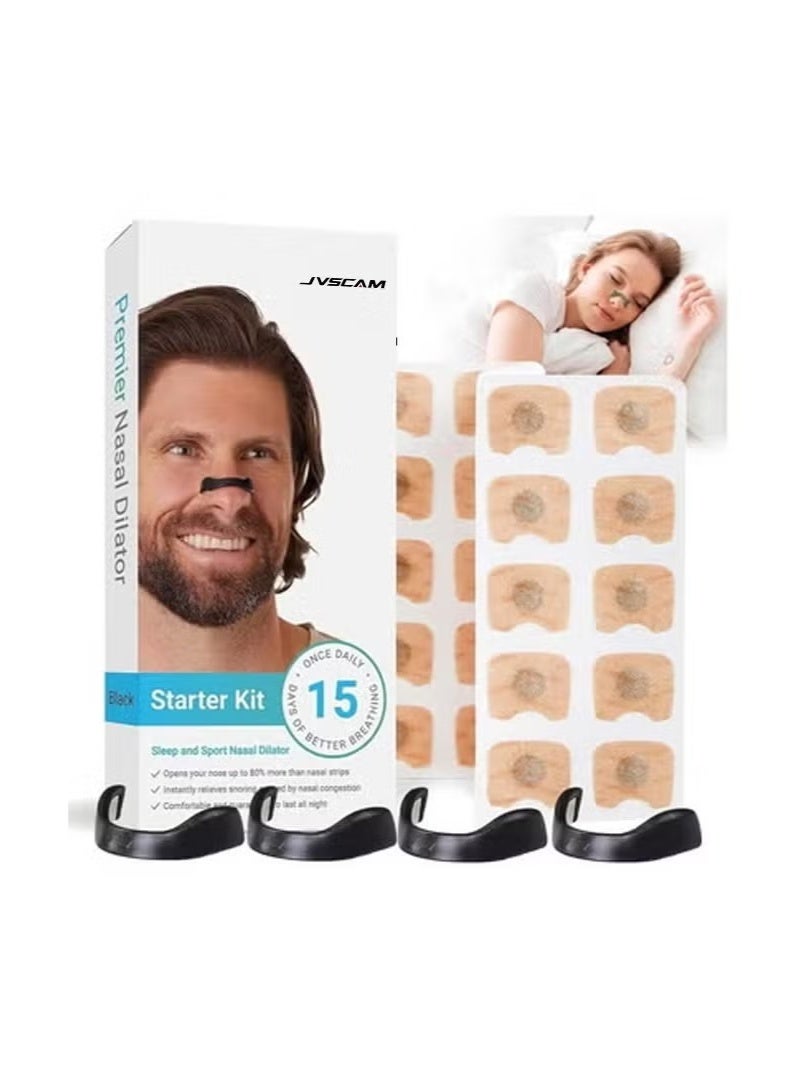 ج ت س آ ل مجموعة شرائح الأنف المبتدئة للتنفس، 15 قطعة - تعزز امتصاص الأكسجين، وتقلل الشخير، وتحسن جودة النوم - بدون أدوية أو مواد كيميائية، ومقاومة للعرق، وشرائح أنفية آمنة على البشرة، لون أبيض - Image 1