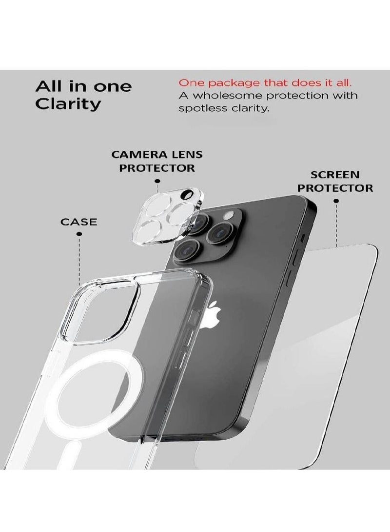 iPhone 14 Pro MAX case cover compatible with MagSafe with Tempered Glass Screen Protector and Camera Lens Protector Clear - Image 3