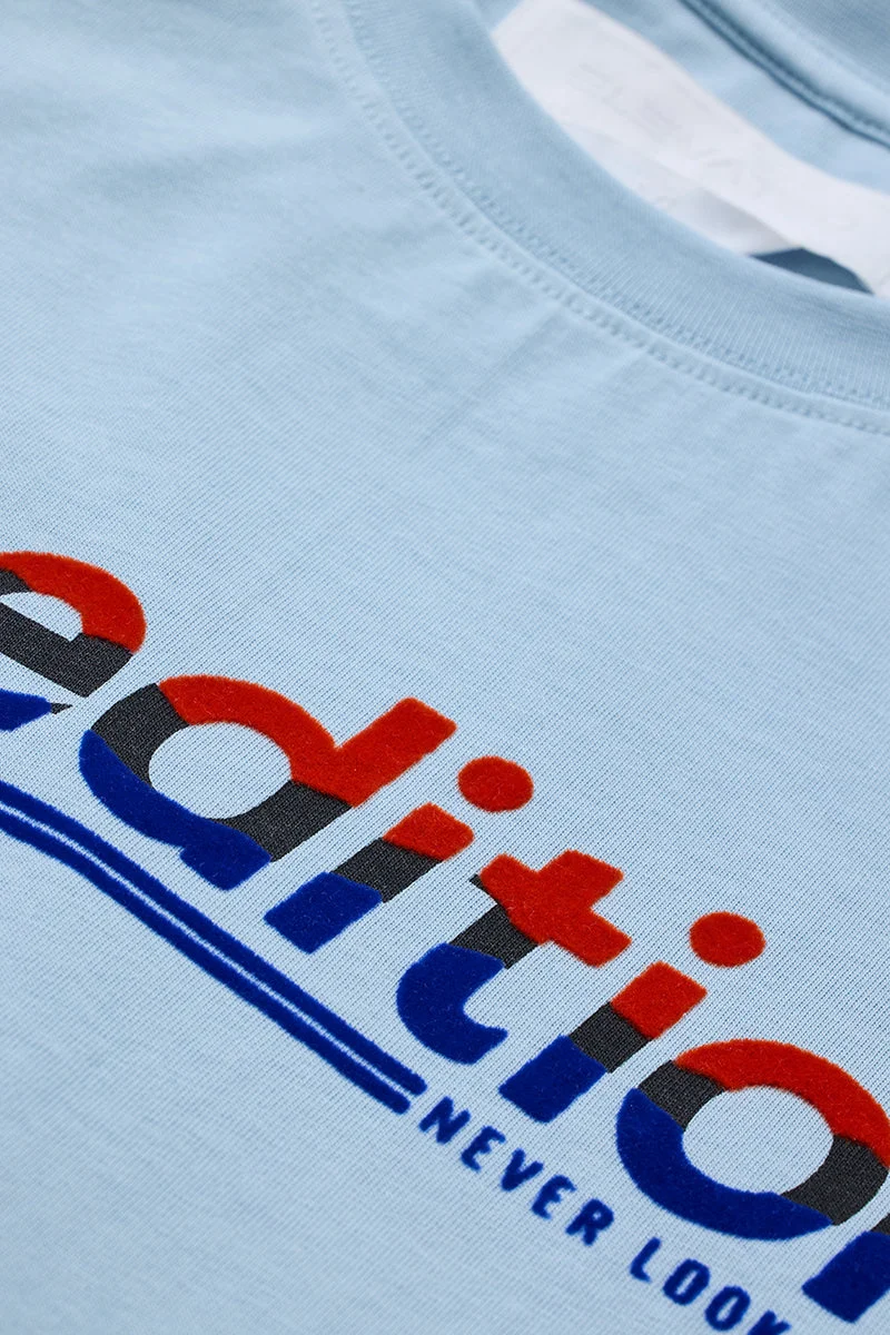 SNITCH Light Blue Graphic Print Slim Fit T-Shirt