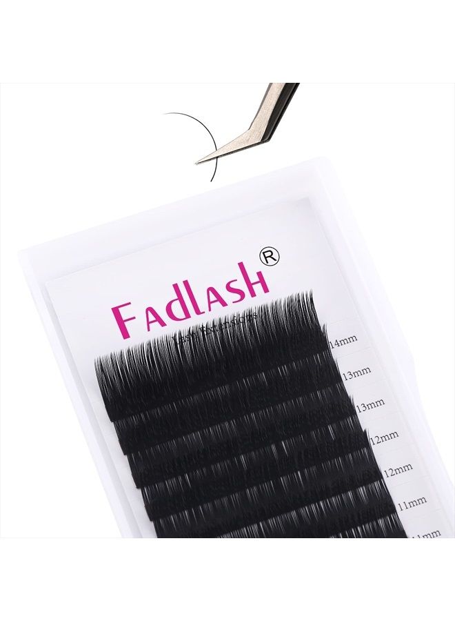 FADLASH تمديدات رموش D Curl 0.18 8-14 مم مختلطة رموش فردية حرير فاخر ورموش كلاسيكية FADLASH تمديدات احترافية (0.18-D، مختلط 8-14 مم) - Image 1