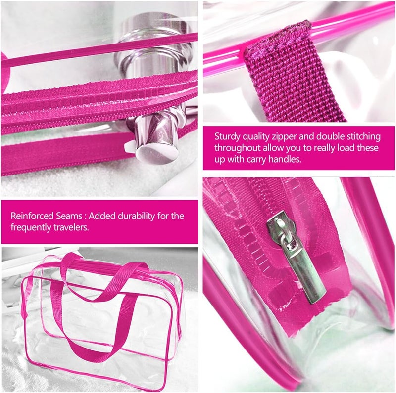 Roybens 3Pcs Crystal Clear PVC Travel Toiletry Bag Kit for Men Women, Waterproof Vinyl Packing Organizer Storage Bag with Zipper Closure and Handle Straps, Cosmetic Pouch, Diaper Bag, Handbag Pencil Bag - Image 3