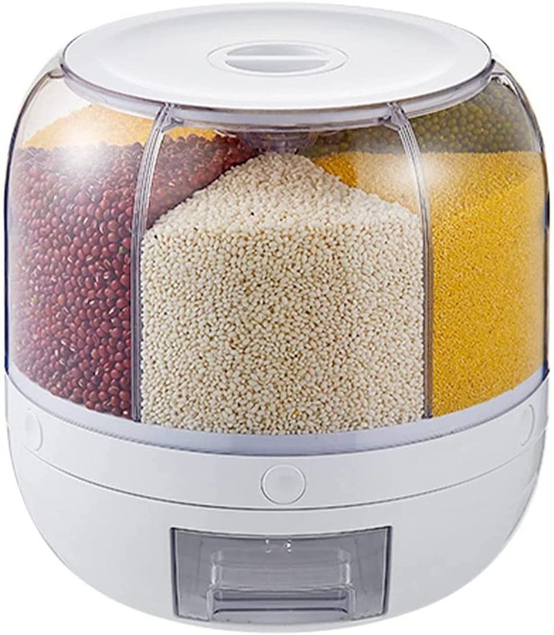 MosQuick Food Storage Containers Rice Dispenser Countertop Cereal Grain Pulses Container Set 6 Grids Rotating Canisters With Lid Ideal Containers For Kitchen Organization Rice Container, Blue - Image 1