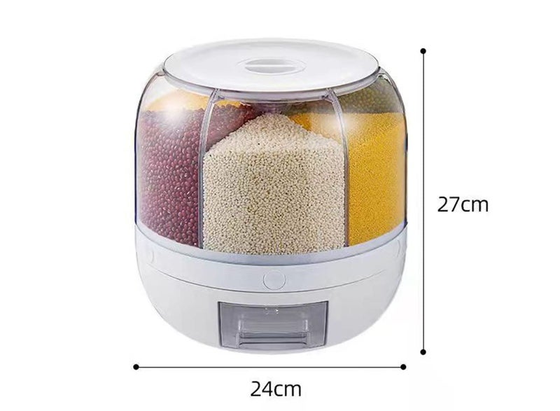 MosQuick Food Storage Containers Rice Dispenser Countertop Cereal Grain Pulses Container Set 6 Grids Rotating Canisters With Lid Ideal Containers For Kitchen Organization Rice Container, Blue - Image 4