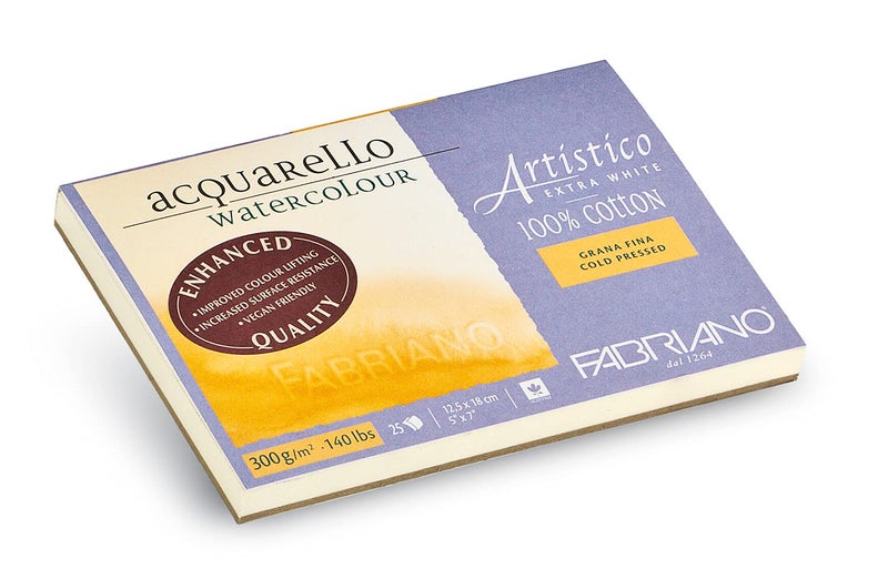 Fabriano Artistico Watercolor Block, 5 x 7, Extra White