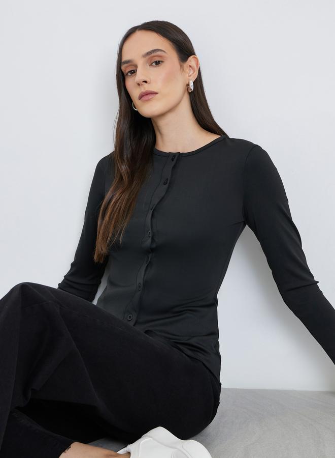 Styli Women Black Long Sleeve Knit Top - Image 2