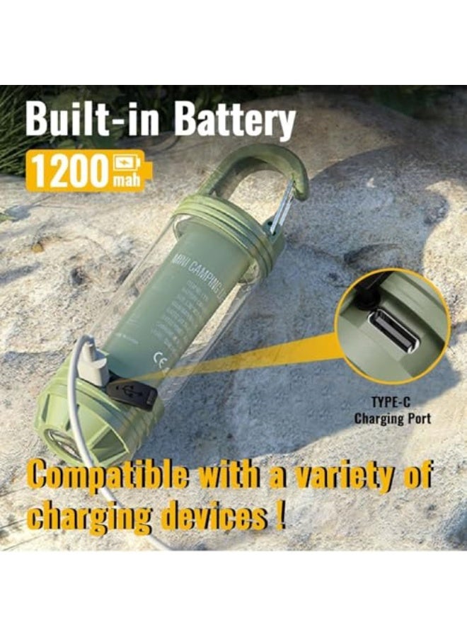 LED Camping Lantern, USB - C Rechargeable, Khaki/Olive Green, Multifunctional Outdoor Light with Long Battery Life, Waterproof & Mosquito - Repellent Feature (Khaki) - Image 3
