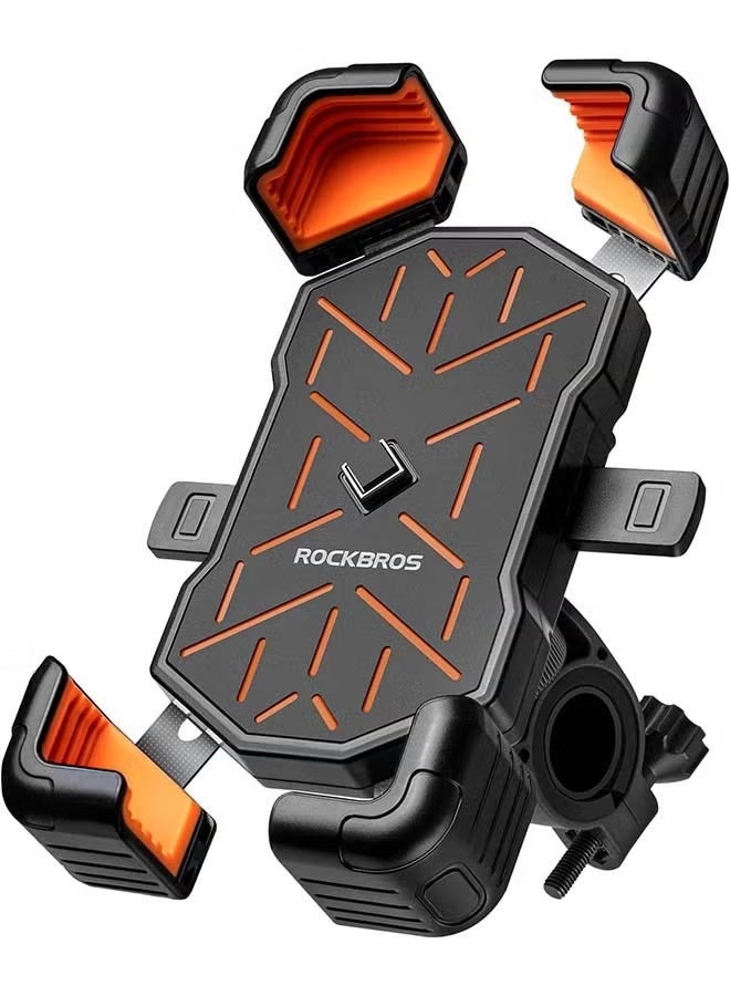 روكبروز حامل هاتف للدراجات النارية من ROCKBROS، مناسب للهواتف مقاس 4.5 بوصة إلى 7.1 بوصة، مشبك تثبيت سريع الفك على مقود الدراجة النارية، حامل هاتف للدراجات النارية قابل للدوران 360 درجة - Image 1