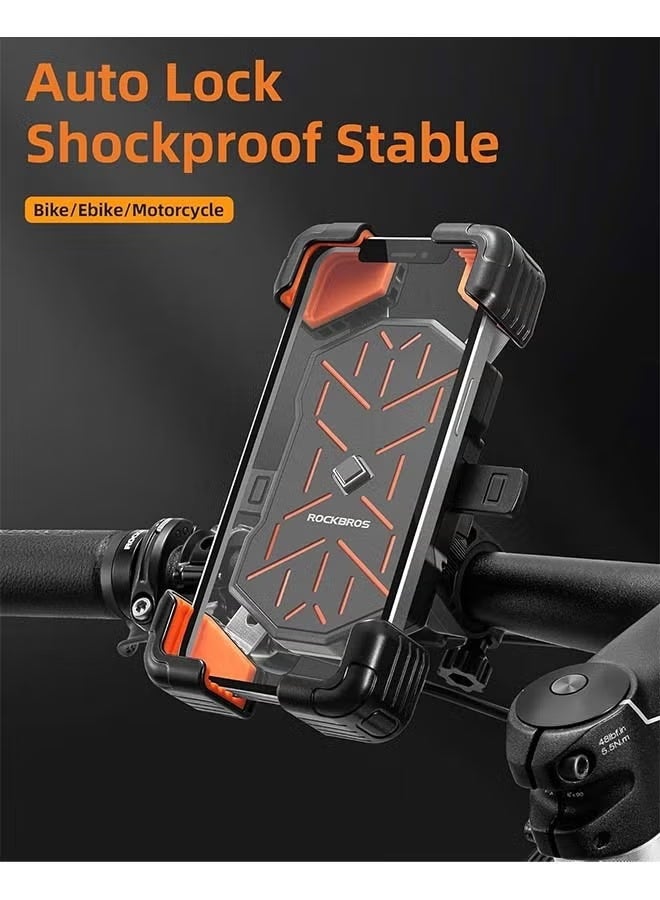 روكبروز حامل هاتف للدراجات النارية من ROCKBROS، مناسب للهواتف مقاس 4.5 بوصة إلى 7.1 بوصة، مشبك تثبيت سريع الفك على مقود الدراجة النارية، حامل هاتف للدراجات النارية قابل للدوران 360 درجة - Image 3