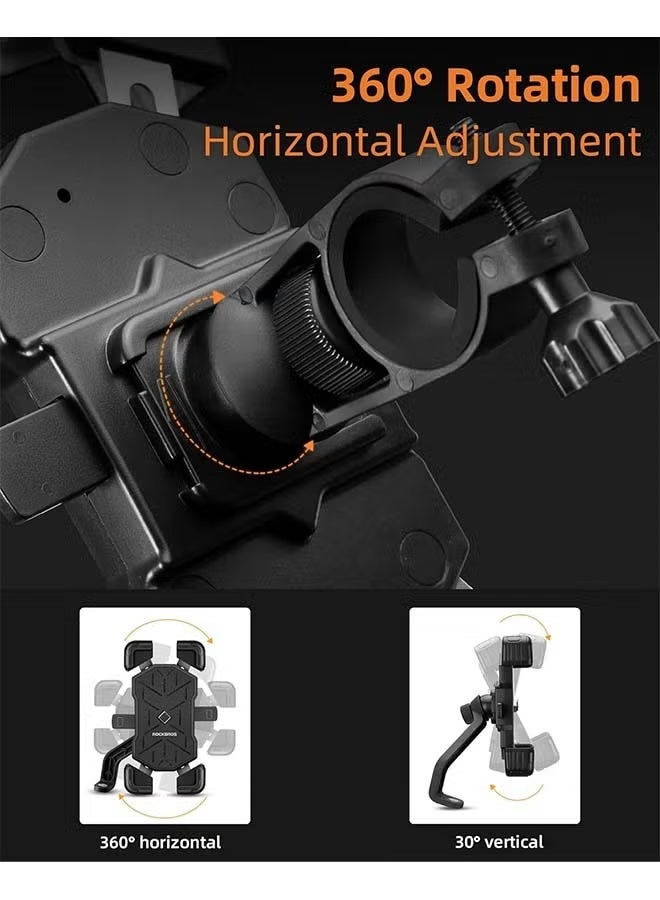 روكبروز حامل هاتف للدراجات النارية من ROCKBROS، مناسب للهواتف مقاس 4.5 بوصة إلى 7.1 بوصة، مشبك تثبيت سريع الفك على مقود الدراجة النارية، حامل هاتف للدراجات النارية قابل للدوران 360 درجة - Image 4