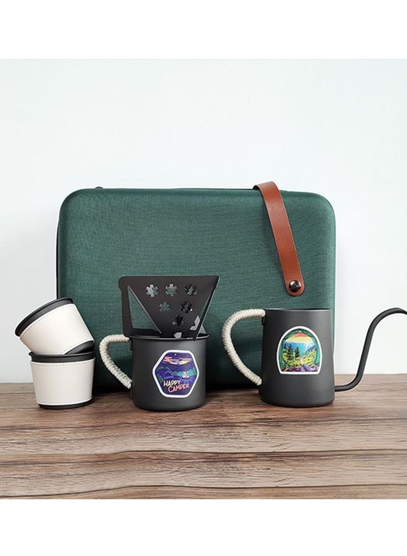 Arabest Travel Pour Over Coffee Maker Gift Set All in 1 Coffee Accessories Tools,304 Stainless Gooseneck Kettle,Coffee Mug V60 Dripper Filters Server of Coffee Set with Travel Bag - Image 1
