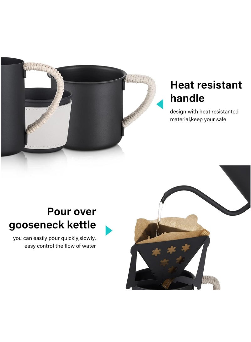 Arabest Travel Pour Over Coffee Maker Gift Set All in 1 Coffee Accessories Tools,304 Stainless Gooseneck Kettle,Coffee Mug V60 Dripper Filters Server of Coffee Set with Travel Bag - Image 2