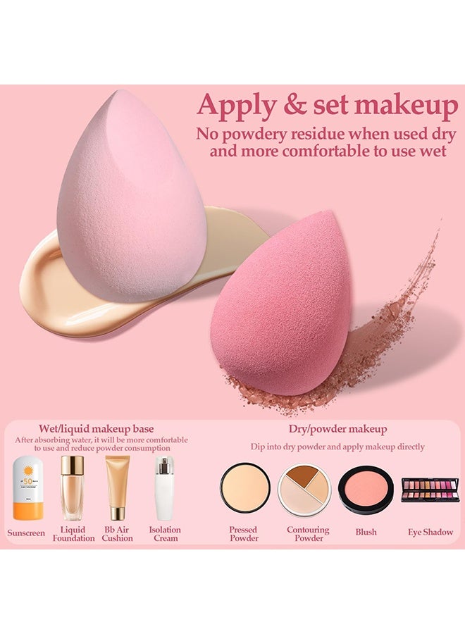 ريزونيكس مجموعة إسفنجات مكياج من 15 قطعة - إسفنجات تجميل ناعمة متعددة الأشكال للسوائل والمساحيق، للاستخدام الرطب والجاف، تغطية تدوم طويلاً مع شريط هدايا (وردي) - Image 5