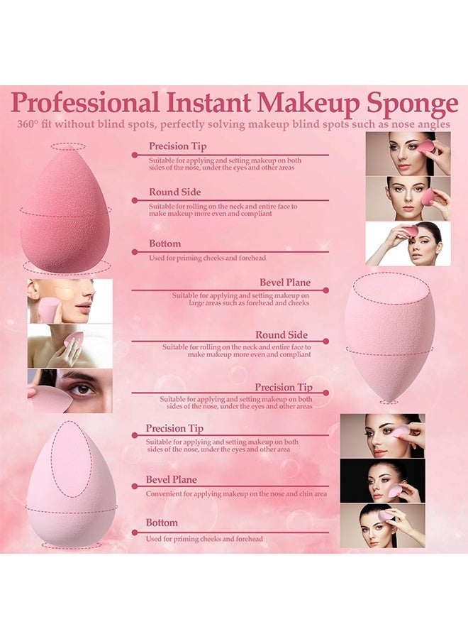 ريزونيكس مجموعة إسفنجات مكياج من 15 قطعة - إسفنجات تجميل ناعمة متعددة الأشكال للسوائل والمساحيق، للاستخدام الرطب والجاف، تغطية تدوم طويلاً مع شريط هدايا (وردي) - Image 3