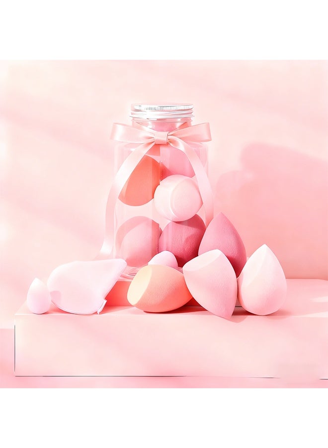 ريزونيكس مجموعة إسفنجات مكياج من 15 قطعة - إسفنجات تجميل ناعمة متعددة الأشكال للسوائل والمساحيق، للاستخدام الرطب والجاف، تغطية تدوم طويلاً مع شريط هدايا (وردي) - Image 2