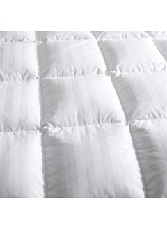 puredown Goose Feather Comforter Full/Queen Size - All Season Duvet Insert, Ultra Soft Stripe 100% Cotton Shell Hotel Collection Comforters, 500 Thread Count with Ties (90x90'',Stripe White)  - Image 4