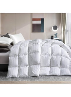 puredown Goose Feather Comforter Full/Queen Size - All Season Duvet Insert, Ultra Soft Stripe 100% Cotton Shell Hotel Collection Comforters, 500 Thread Count with Ties (90x90'',Stripe White)  - Image 2