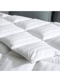 puredown Goose Feather Comforter Full/Queen Size - All Season Duvet Insert, Ultra Soft Stripe 100% Cotton Shell Hotel Collection Comforters, 500 Thread Count with Ties (90x90'',Stripe White)  - Image 5