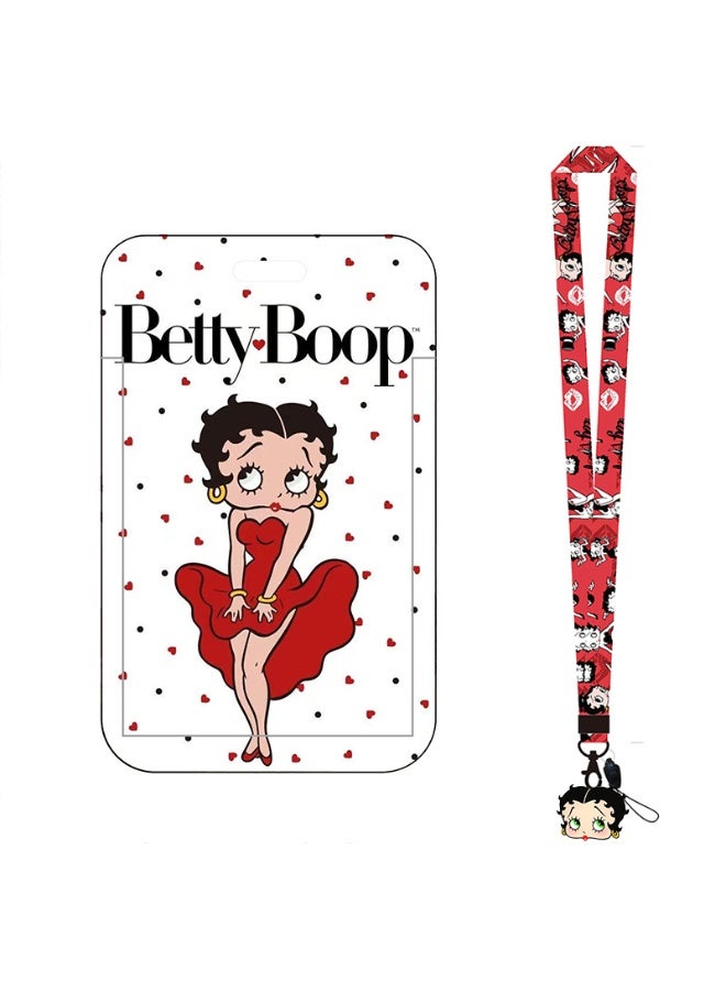 NIBEMINENT 1 - Piece Betty Boop Kpop Photo Card Holder Pendant Key Chain ID Badge Holder ID Card Holder Photo Card Protector for School ID Office ID Access Card for Women Girls