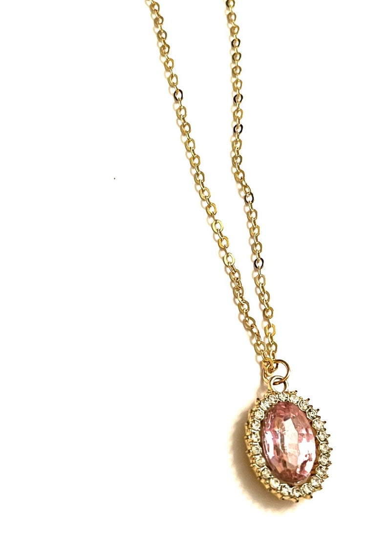 Trio Earrings Pink Central necklace - Image 1