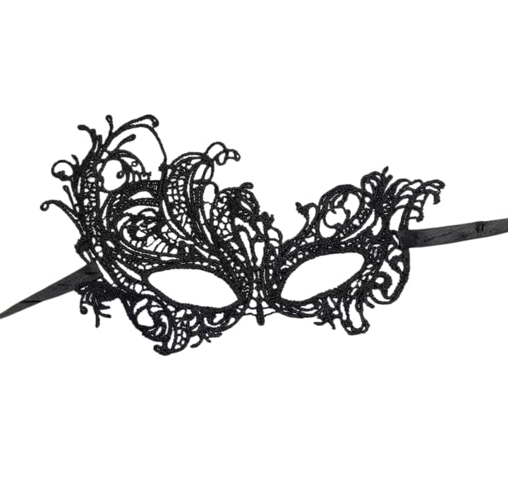 Elegant Black Lace Masquerade Mask, Venetian Style Costume Eye Mask, Phoenix Design, For Parties, Balls, Halloween