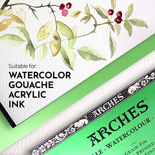 Arches Watercolor Paper Block, Cold Press, 3.9" x 9.8", 140 pound (1795056) - Image 4