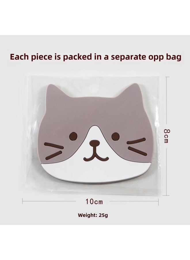 Generic - Cute Cat Pvc Anti-slip Heat Resistant Coaster Silicone Tea Cup Mat Dining Table Placemat Paw Print Kitchen Accessories-Color:Gray (10 * 8cm) - Image 1
