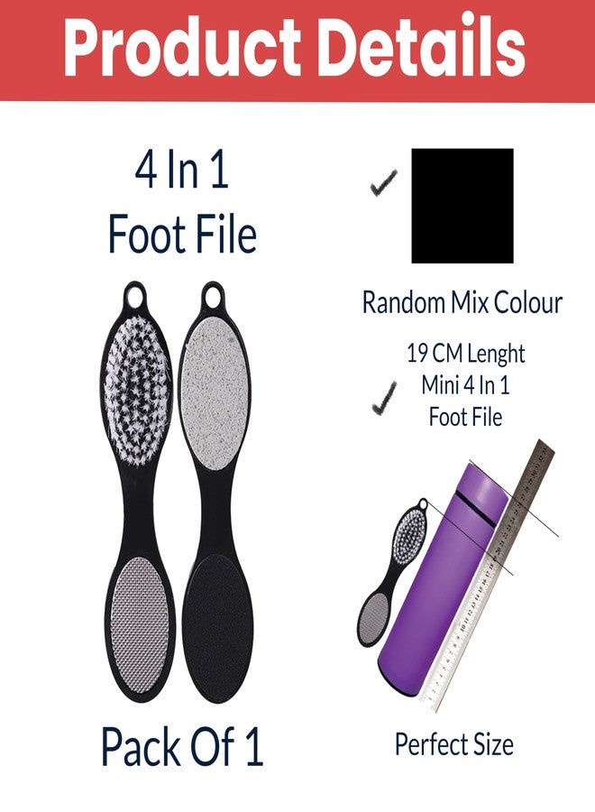 TEMPERIA (1pc) 4 In 1 Double Sided Foot File Scrubber - Dead Skin & Callus Remover - Feet Scraper - Pedicure Tool - (Foot Scrubber, Black Emery Foot Filer, Pumice Stone, Foot Brush) (HF113) - Image 2