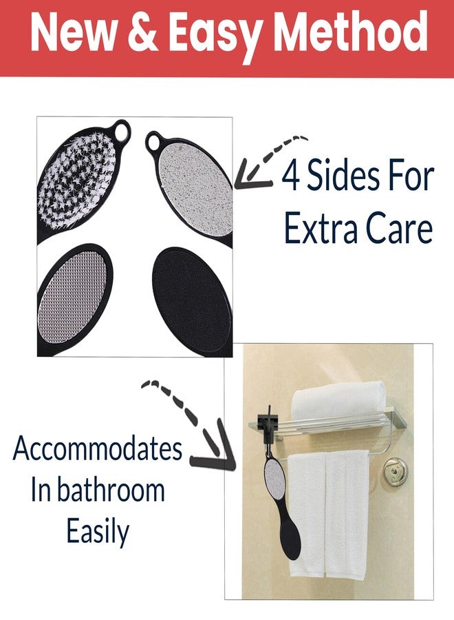 TEMPERIA (1pc) 4 In 1 Double Sided Foot File Scrubber - Dead Skin & Callus Remover - Feet Scraper - Pedicure Tool - (Foot Scrubber, Black Emery Foot Filer, Pumice Stone, Foot Brush) (HF113) - Image 4