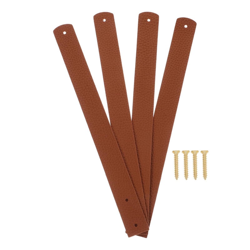Brown Faux Leather Wall Hooks Set Of 4 Curtain Rod Holders For Towels Clothes And Decor - Image 2