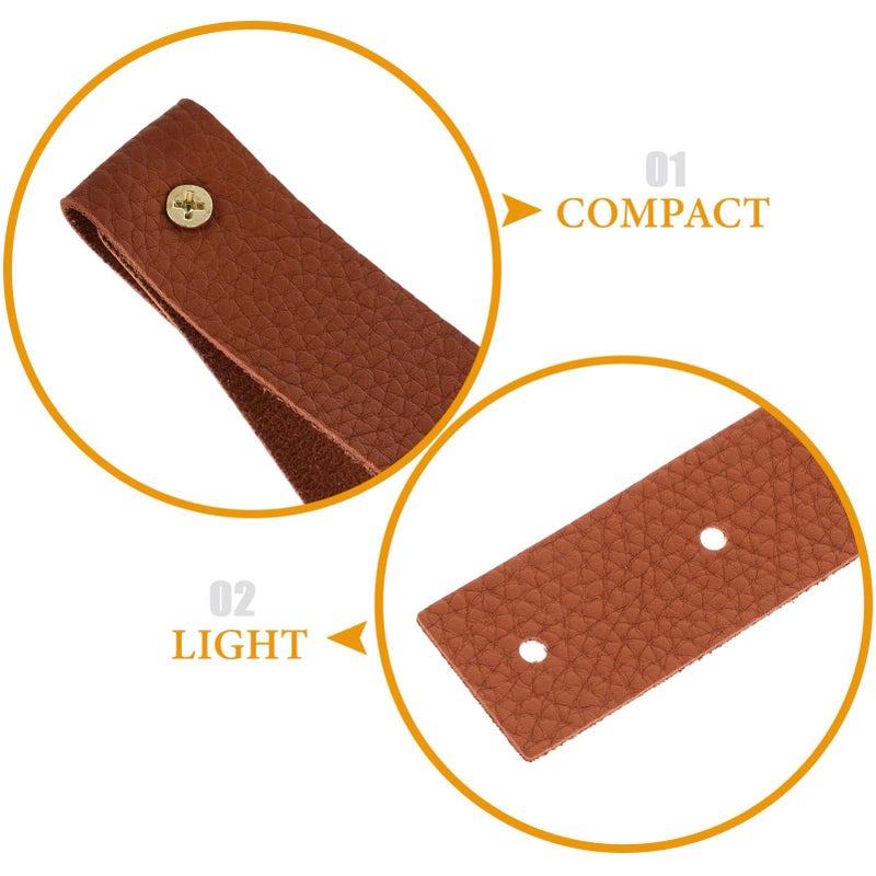 Brown Faux Leather Wall Hooks Set Of 4 Curtain Rod Holders For Towels Clothes And Decor - Image 4
