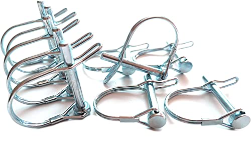 Viefow (10 Pieces) 𝗛𝗲𝗮𝘃𝘆 𝗗𝘂𝘁𝘆 𝗦𝗮𝗳𝗲𝘁𝘆 𝗖𝗼𝘂𝗽𝗹𝗲𝗿 𝗣𝗶𝗻,Round Wire Shaft Locking Pin Pto Pin 1/4" x 1-3/8"Round Arch Hitch Pin Wire Retainer for Farm Trailers Lawn - Image 4