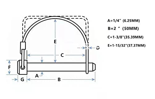 Viefow (10 Pieces) 𝗛𝗲𝗮𝘃𝘆 𝗗𝘂𝘁𝘆 𝗦𝗮𝗳𝗲𝘁𝘆 𝗖𝗼𝘂𝗽𝗹𝗲𝗿 𝗣𝗶𝗻,Round Wire Shaft Locking Pin Pto Pin 1/4" x 1-3/8"Round Arch Hitch Pin Wire Retainer for Farm Trailers Lawn - Image 2