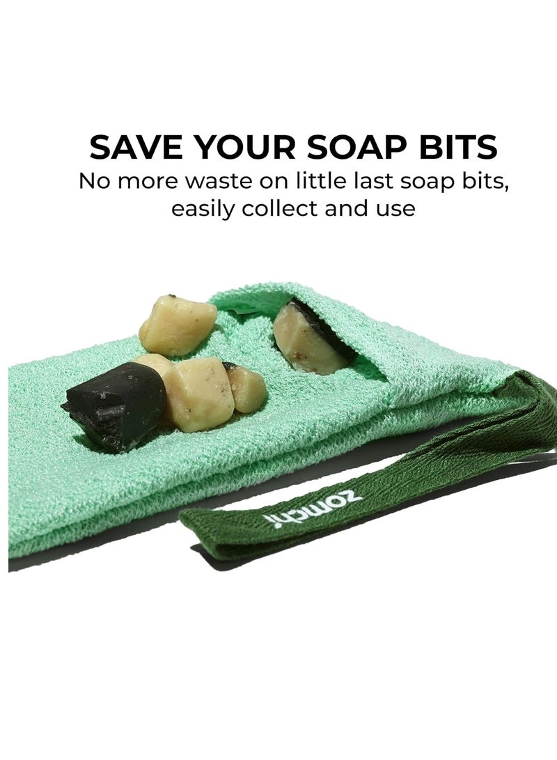 ZOMCHI 2 Pieces Bar Soap Saver Bags with Different Roughness, Exfoliating Soap Bags for Body Wash, Foaming Soap Holder for Shower (Mint) - Image 4