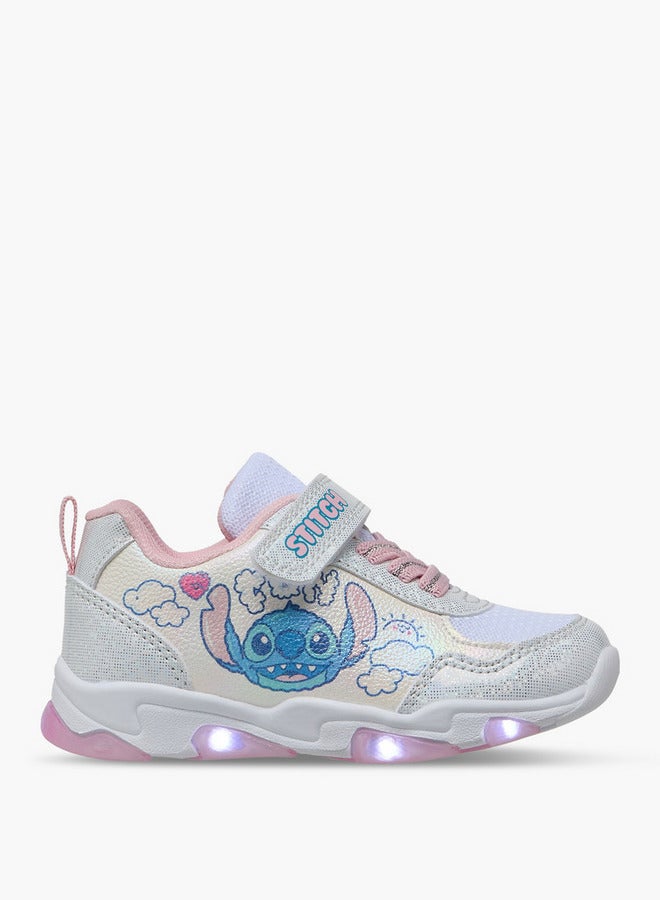 Disney Girls Stitch Print Light-Up Sneakers with Hook and Loop Closure - Image 4