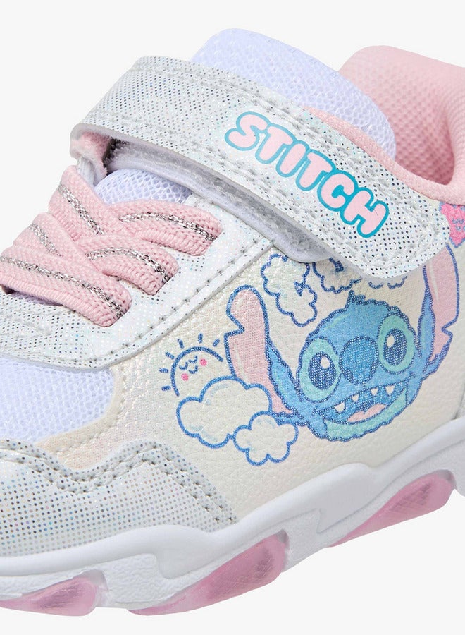 Disney Girls Stitch Print Light-Up Sneakers with Hook and Loop Closure - Image 5