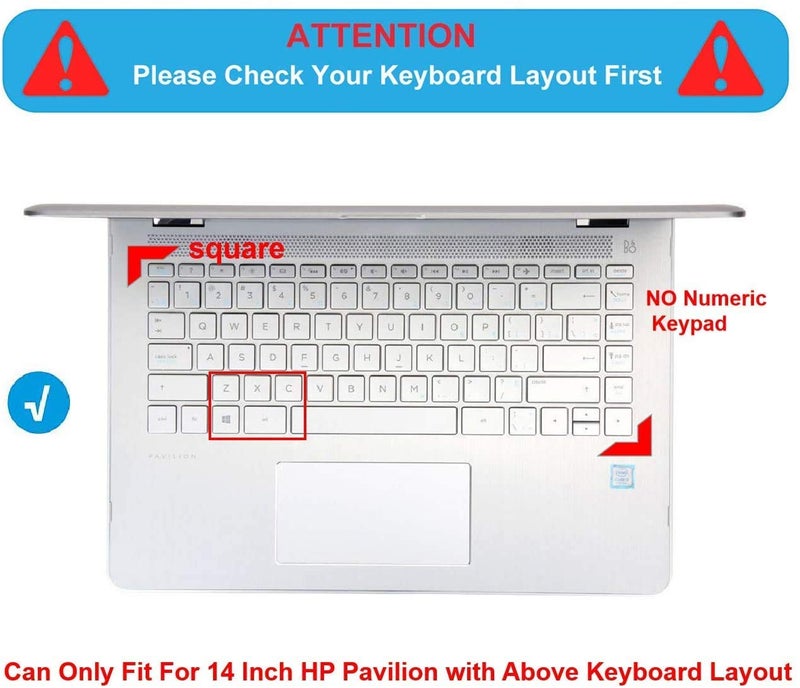 Justec Premium Keyboard Protector Cover for HP Pavilion x360 14" Laptop 14M-BA 14M-CD 14-BF 14-BW 14-cm Series 14M-BA011DX 14M-BA013DX 14M-BA015DX 14M-BA114DX 14M-CD0001DX 14M-CD0003DX -Clear TPU - Image 2