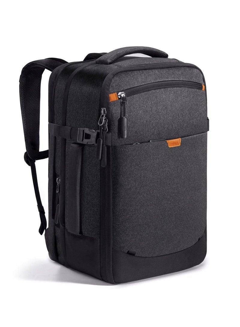 Inateck 46.2L Expandable Travel Backpack Cabin Approved Carry On Laptop Backpack 180° Opening Multi Carry Travel Bag Black