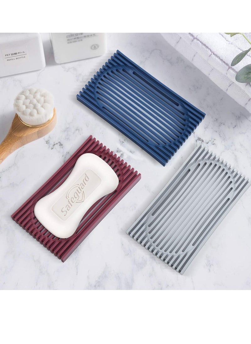 Bukela - Bar Soap Holder, 3 PCS Non-Slip Soap Dish, Soap Saver for Bathroom, Extend Soap Life Self Draining Soap Dishes, Self Draining Quick Dry Sponge Holder for Kitchen Sink, Bath Tub, Shower (Grey) - Image 1