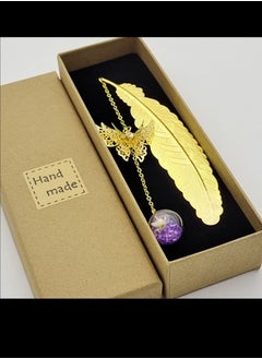 Metal Feather Bookmark with 3D Butterfly Pendants Reading Bookmarks Book Lovers Gift