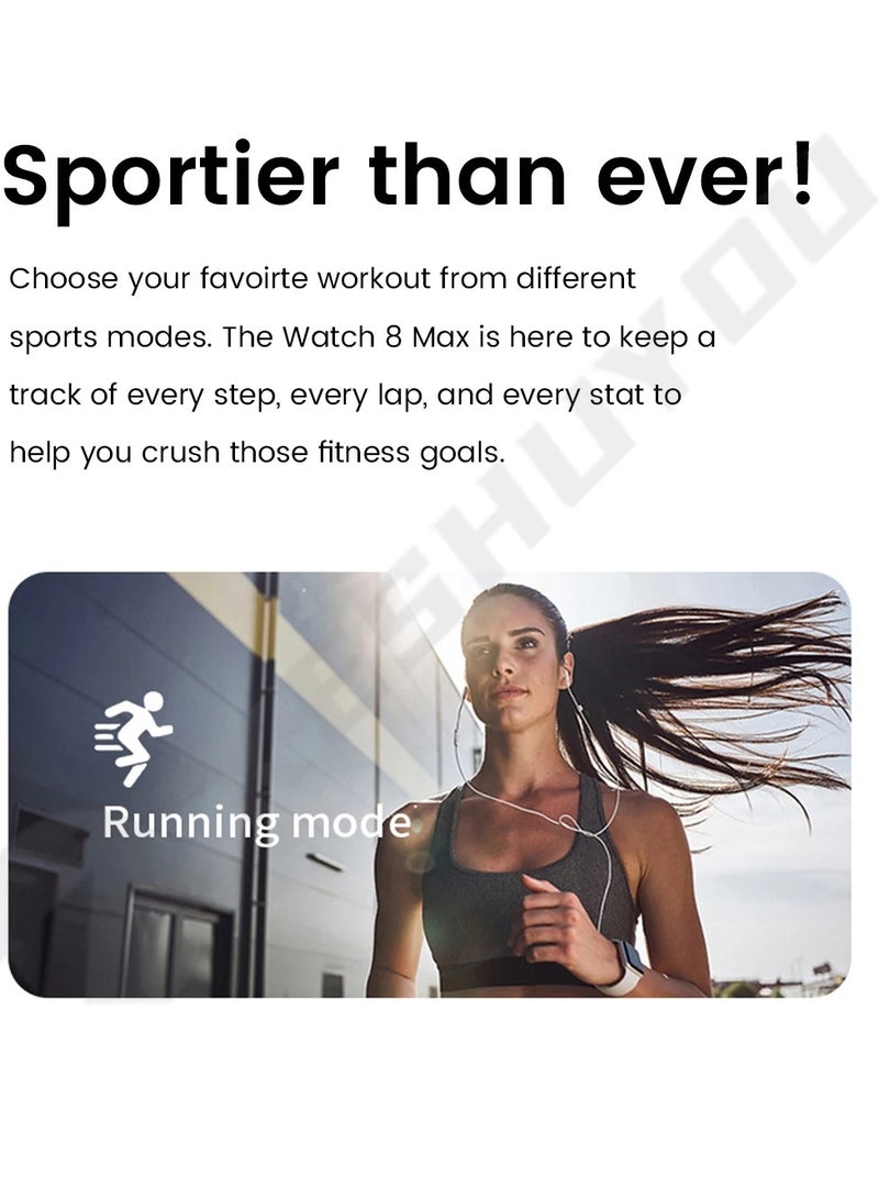 AROAQ Smart Watch 8 Max, 1.85" Large Display Bluetooth Call Smart Watch, Wireless Charging Waterproof Smart Health Monitoring Watch, Sleep Monitoring Durable Wrist Watch With Multiple Sports Mode, (Pink) - Image 5