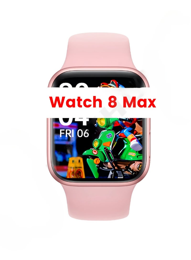 AROAQ Smart Watch 8 Max, 1.85" Large Display Bluetooth Call Smart Watch, Wireless Charging Waterproof Smart Health Monitoring Watch, Sleep Monitoring Durable Wrist Watch With Multiple Sports Mode, (Pink) - Image 1