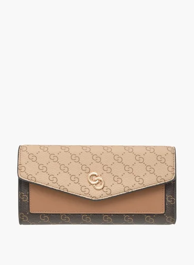 Celeste Women Monogram Print Wallet with Button Closure